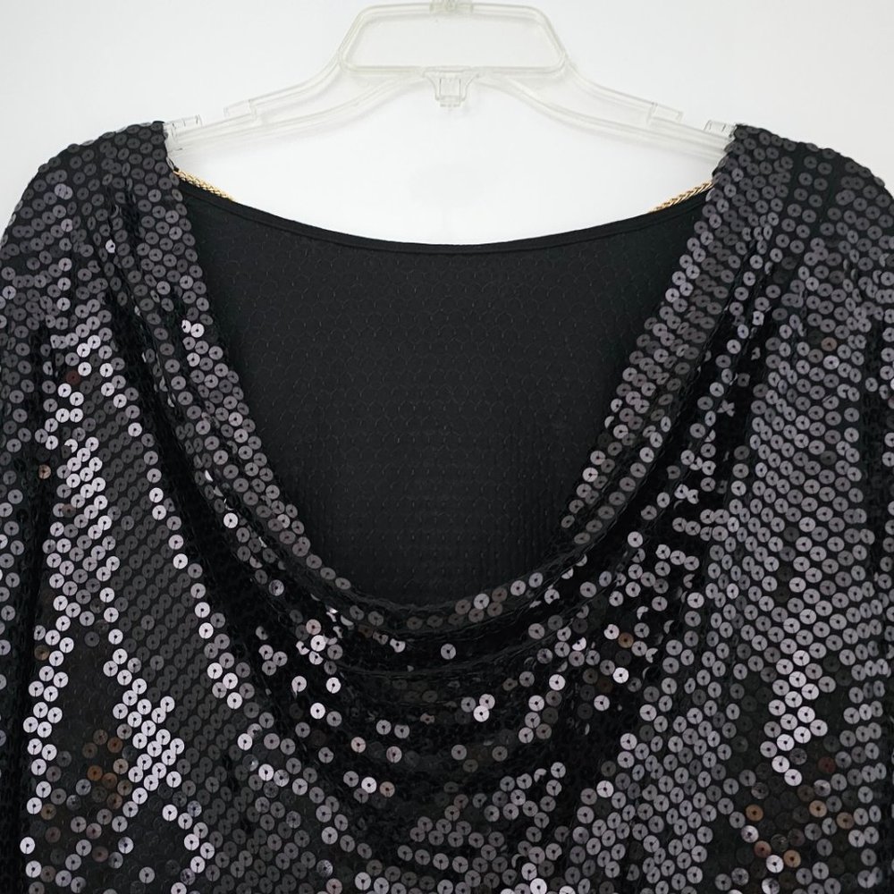 Michael Kors Sequin Draped Cowl with MK Chain - Picture 3 of 15
